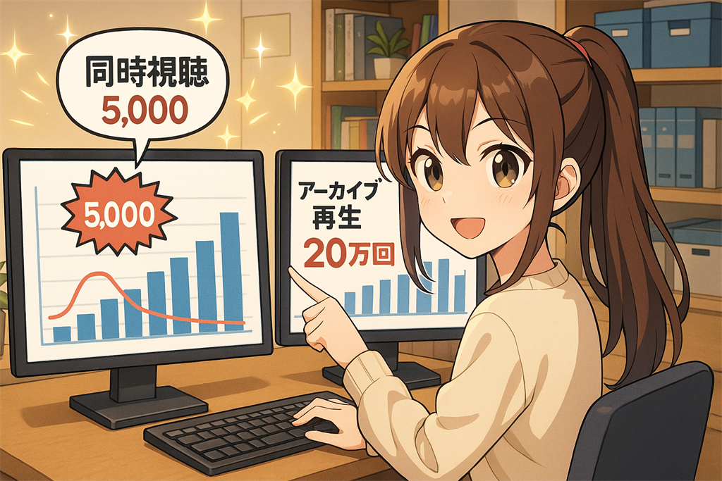 配信アーカイブ視聴者数との比較